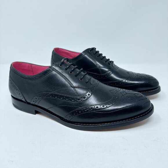 Ted Baker London Dress Shoes Mens 9 Black Oxford Wingtip Brogue Leather Lace Up - Picture 1 of 12